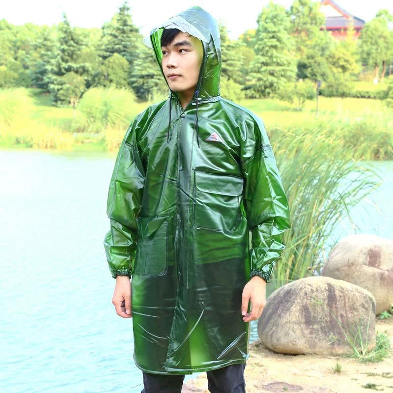 Фабрика прямых продаж ПВХ сплит дождевик оксфордский плащ с высокой пулей толстый армейский зеленый плюс карманный водонепроницаемый дождевой костюм