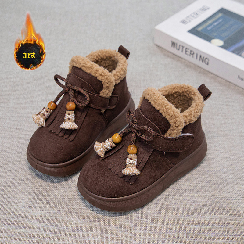 Botas de niñas peluche calentamiento de algodón zapatos de invierno 2026 nuevos niños botas de algodón gruesas botas de nieve de niñas