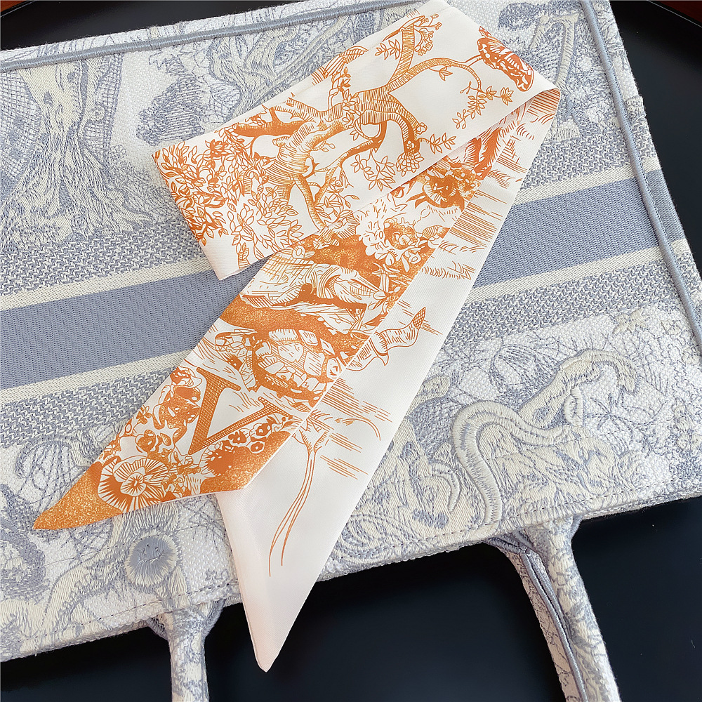 20g Weight Silk Scarf Classification Daily Occasion Silk Material Letter Pattern All Seasons Season Women'S Gender Printing Design Fashion Style Women's Fashion Letter Silk Printing Silk Scarves 51