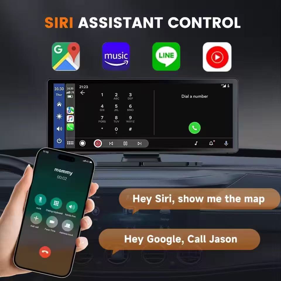 Cross-Border Carplay Driving Recorder Hd 4K Front and Rear Dual Recording Wifi Navigator Center Console Reversing Image