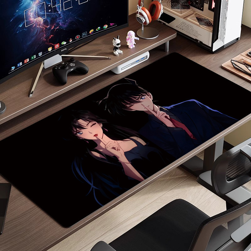 黒と白のアニメマウスパッド特大シンプルな二次元eスポーツボーイズコンピュータデスクパッド大型キーボードパッド|undefined