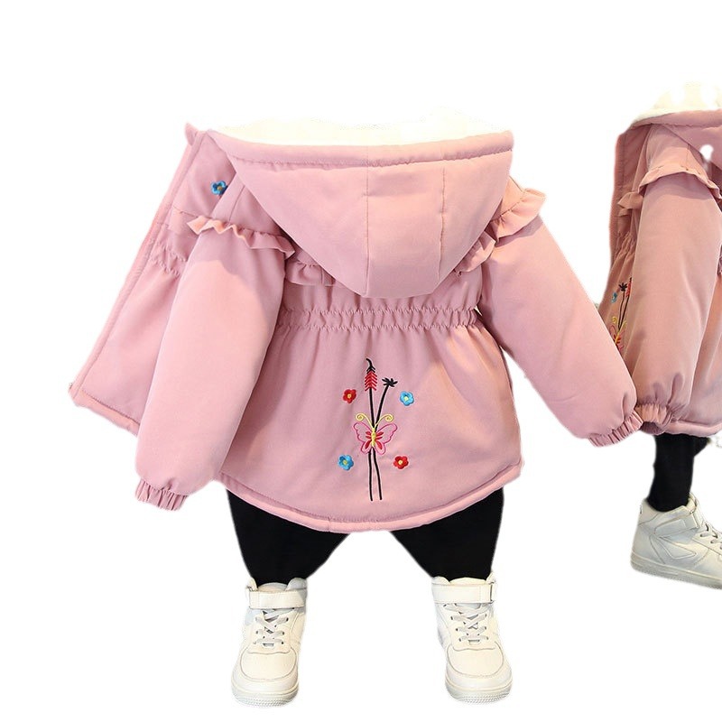 Abrigo de niñas Otoño e Invierno 2023 nueva ropa para niños estilo occidental bebé niña forrada de lana engrosada de moda delicado invierno