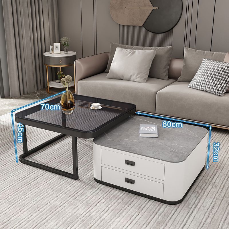 Mesa de té personalizada panel de roca TV combinación moderna y simple sala de estar casera vidrio cuadrado minimalista