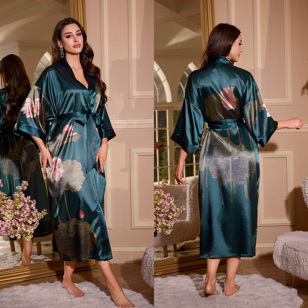 Nuevos pijamas transfronterizos de seda de hielo, ropa de baño de verano grande, ropa de baño fría, ropa de hogar suelta, WP3429