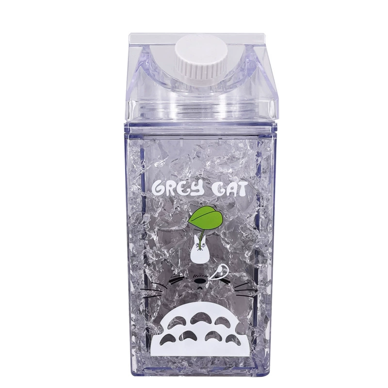 Double-layer Insulated Straw Cup, 400 ml, Broken-Ice Gradient Design, Portable Summer Bottle