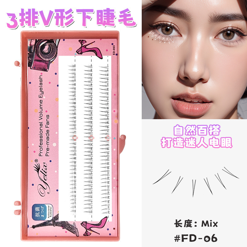 Fábrica de pestañas de espilla de trigo doble punta al por mayor pestañas falsas duras flores de sol naturales densas cómic pestañas sin cola