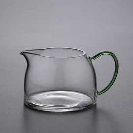 耐热玻璃公道杯家用分茶杯竖纹带把手功夫茶具配件日式茶海分茶器