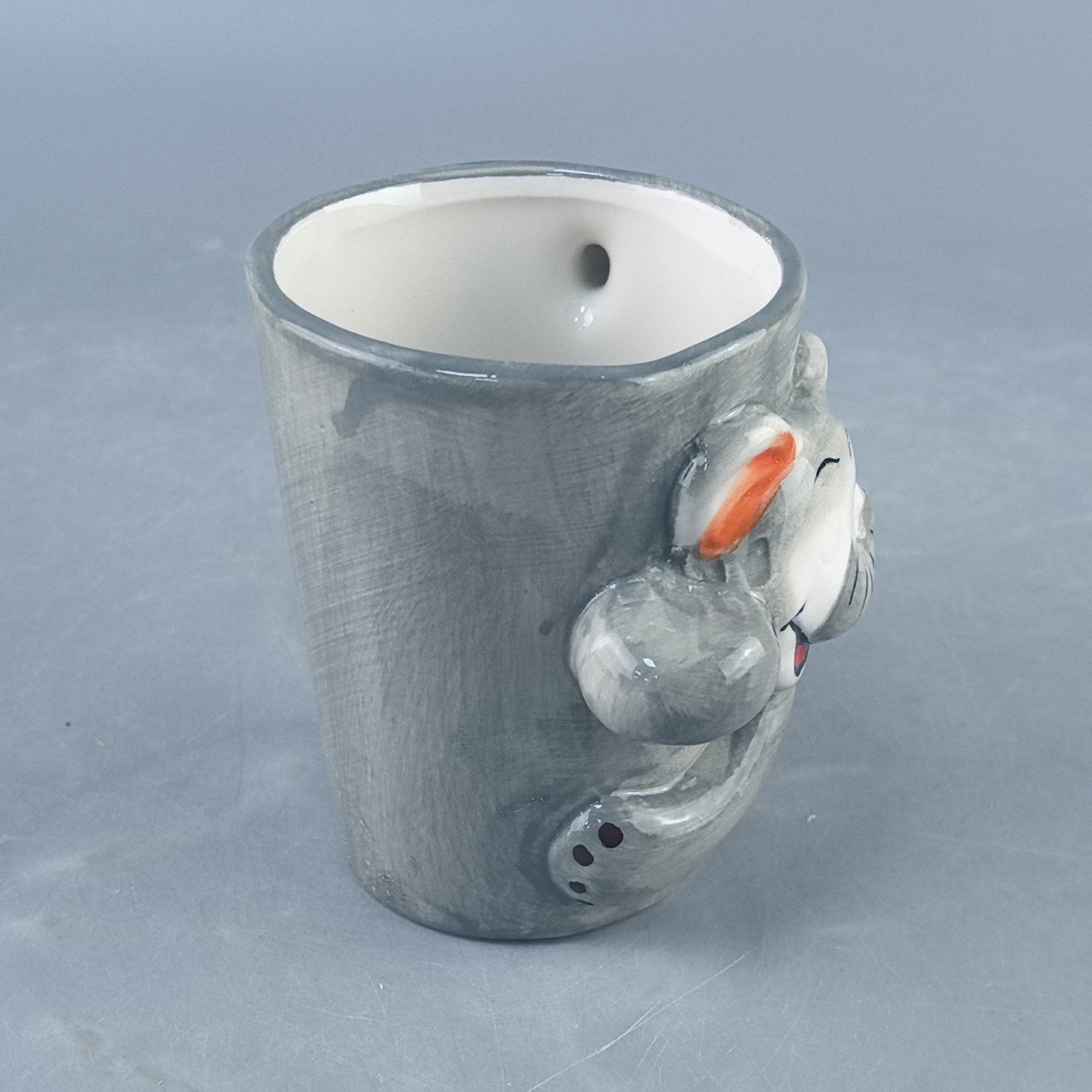 Cerámica creativa 3D animal relieve elefante taza de café regalo de mano taza roja de dibujos animados adorable taza de alto valor facial