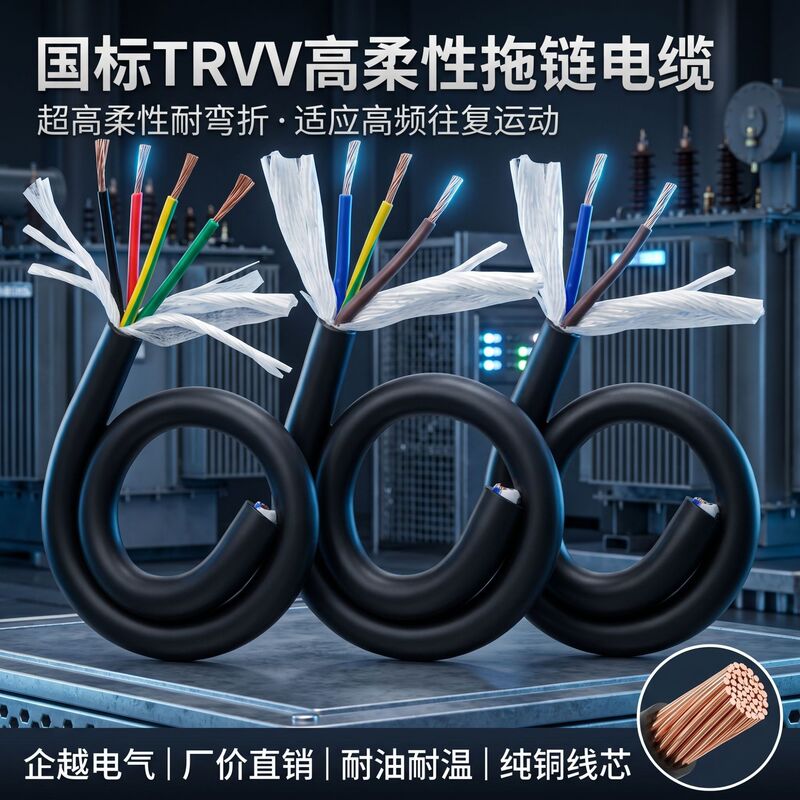 National Standard Trvv Drag Chain Cable 2/3/4/5/6/7/8/10/12 Core Highly Flexible Sheathed Soft Wire Resistant to Bending National Standard Trvv Drag Chain Cable 2/3/4/5/6/7/8/10/12 Core Highly Flexible Sheathed Soft Wire Resistant to Bending