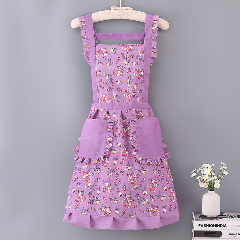 꽃 캔버스 공주 원피스-스트랩-퍼플