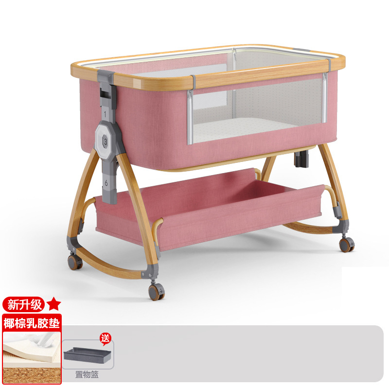 Cuna de bebé recién nacido cama costura Cama grande Baby Shaker BB cama de los niños cuna cama multifuncional móvil plegable image 71