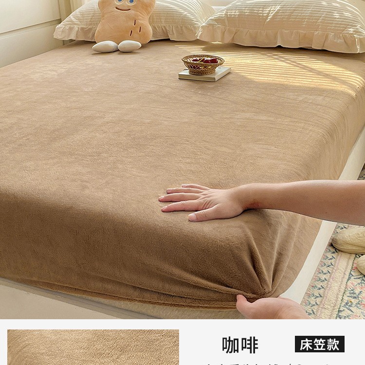 Leche cama de terciopelo 2026 nuevo invierno más terciopelo espeso brida de coral cama de terciopelo sábanas colchón cubierta protectora