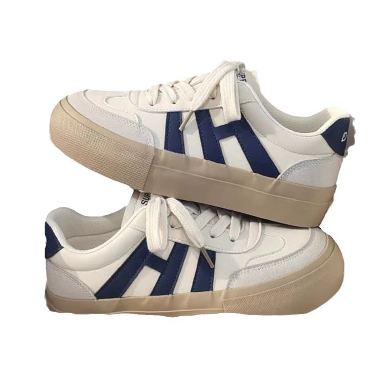Low-Top Platform Sneakers (Tide), White with Colored Stripes, EU 35–40