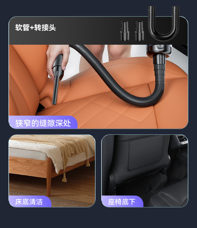 New Foreign Trade Model Car Vacuum Cleaner with Super Powerful Suction, Handheld Small Wireless Vacuum Cleaner for Car and Home Use