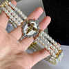 Golden necklace, advanced three dimensional accessory from pearl, light luxury style, high-quality style