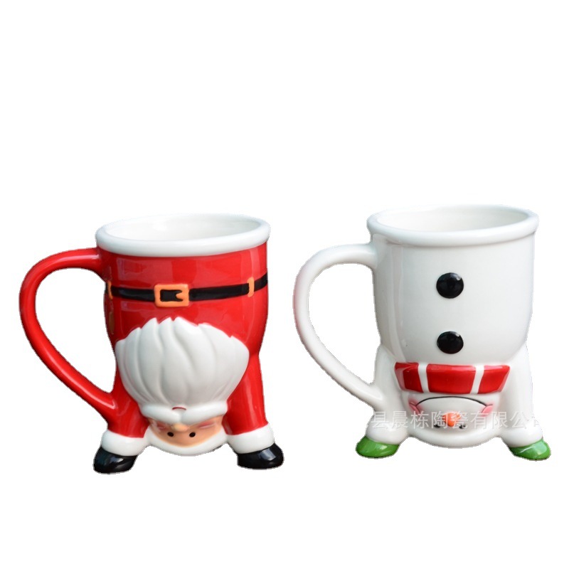 En stock cerámica Navidad hombre taza de pan de jengibre cerámica árbol de Navidad Taza de cerámica panqueque tostada cerámica taza de agua