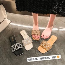 MGG35-42码大码平底一字拖鞋女外穿仙女风2024新款配裙子沙滩凉拖