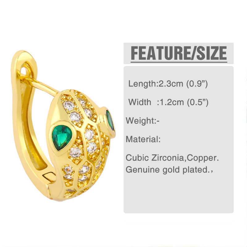 New Fashion Exaggerated Zircon Snake Earrings display picture 2