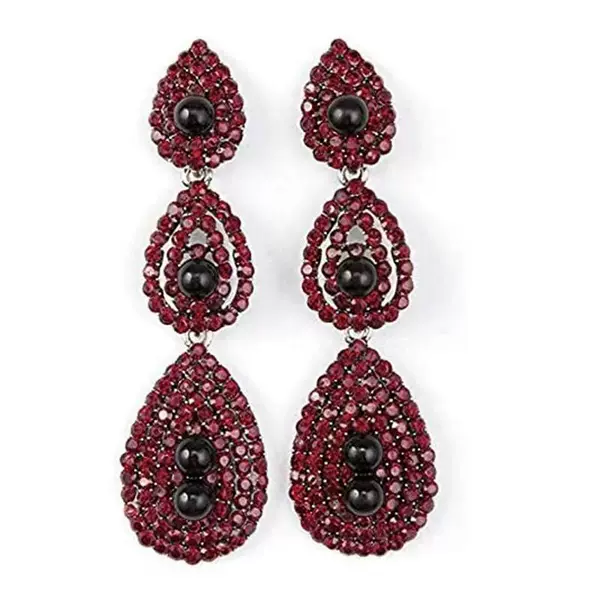 European and American popular retro earrings high-end diamond-embedded gem earrings personality exaggerated long drop earrings earrings