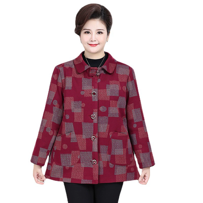 Spring long-sleeve with hood, jacket for mother, plus size