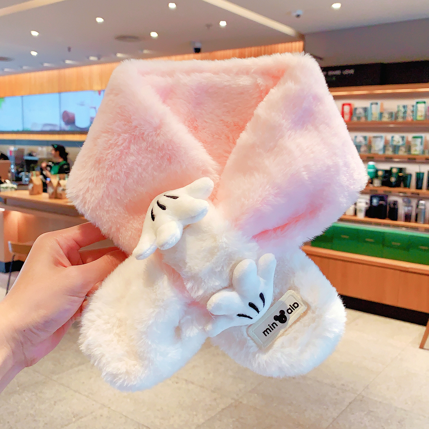 핑크색 만화 스카프