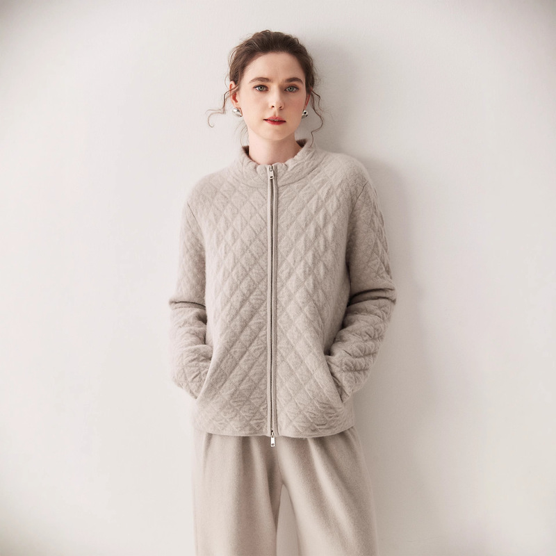 Thick Textured Loose Cashmere Cardigan 2025 Autumn and Winter New Wool Zipper Cotton Casual Women's Knitted Jacket