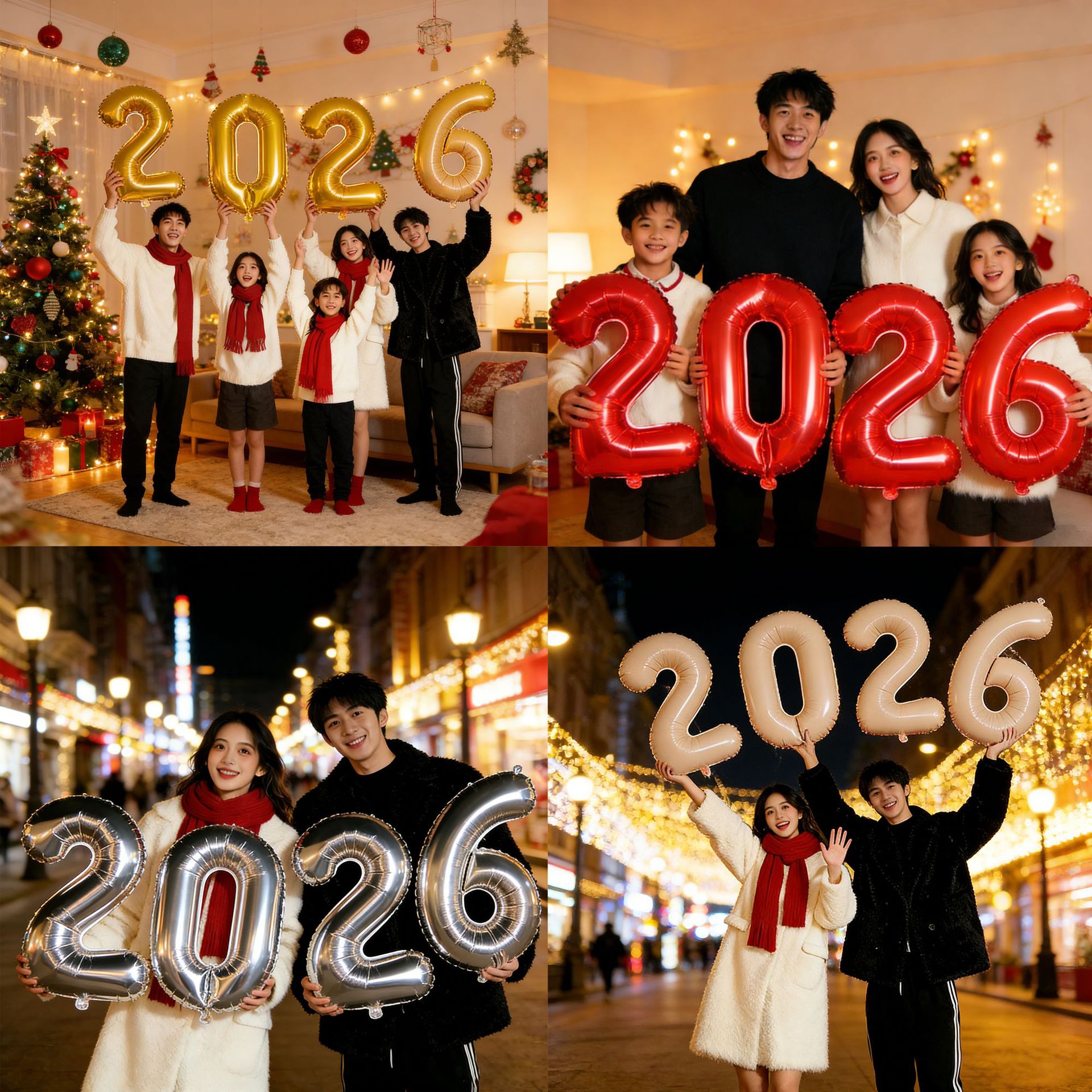 2026跨年气球马年新年数字铝膜气球套装春节活动拍照布置装饰道具