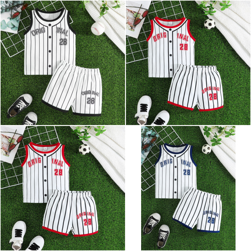 Baseball uniform for boys with letters sleevless
