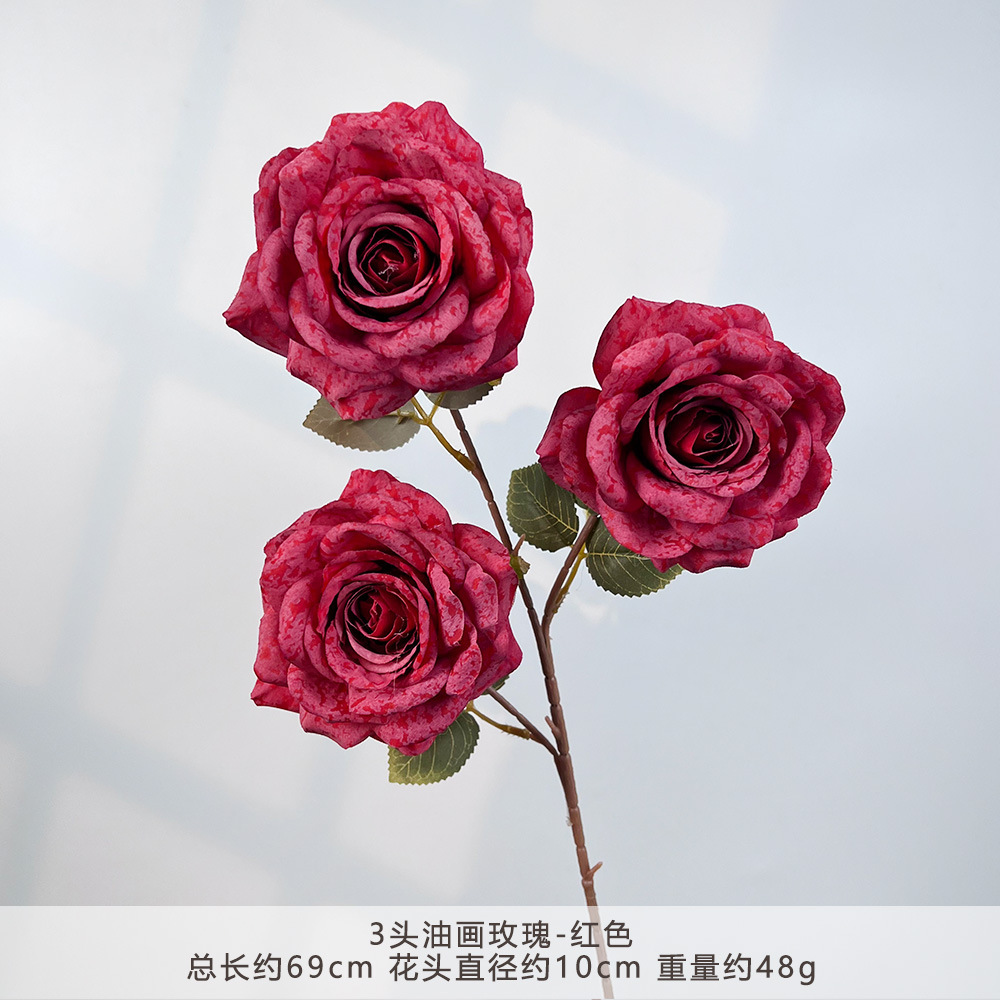 K-3 head oil painting rose - red