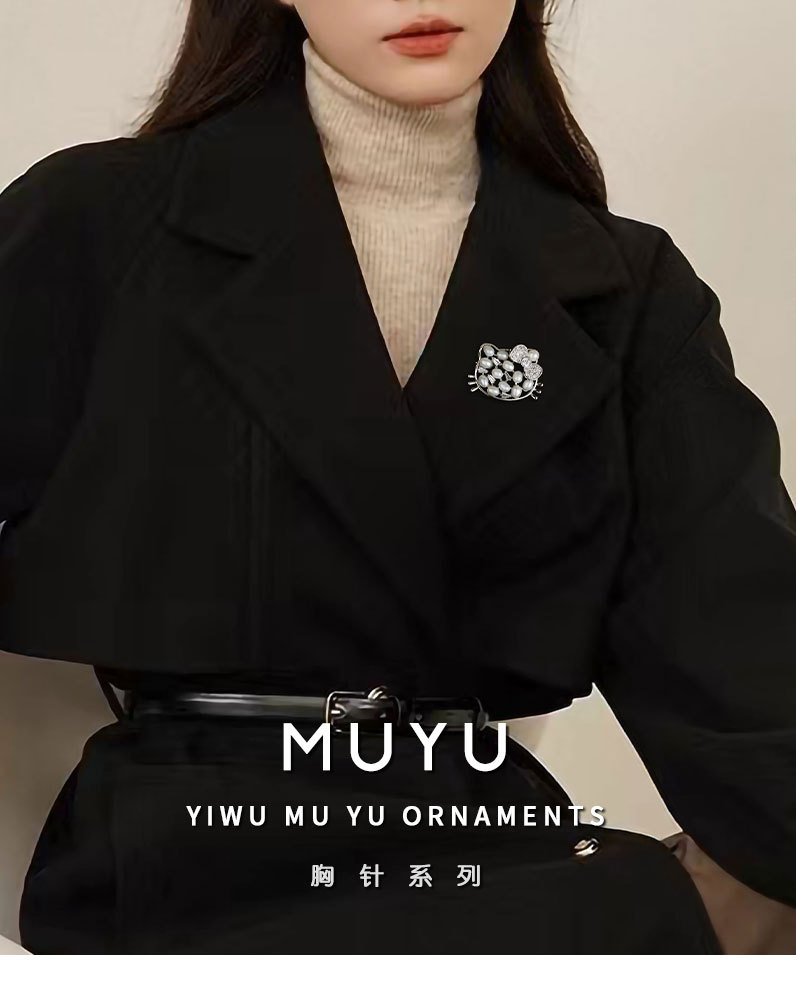 新款韩版迷你可爱猫咪胸针天然淡水珍珠动物胸花小众高