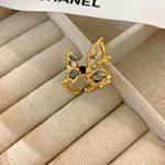 美拉德绿系列天然贝壳蝴蝶戒指女度风情馆浪漫镶嵌指环