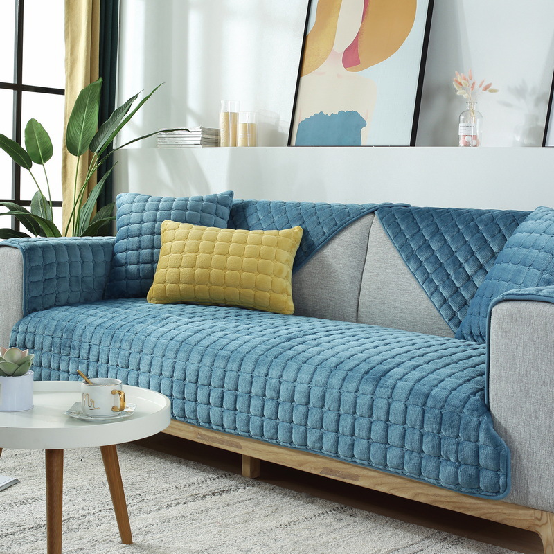 플란넬 사각형 간단한 가장자리 파란색