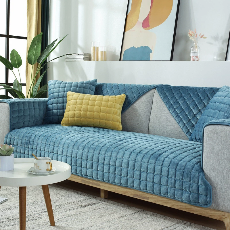 Flannel Plush Sofa Cover, Increased Thickness Non-Slip, Cushion & Pillowcase Options, 70–110 cm