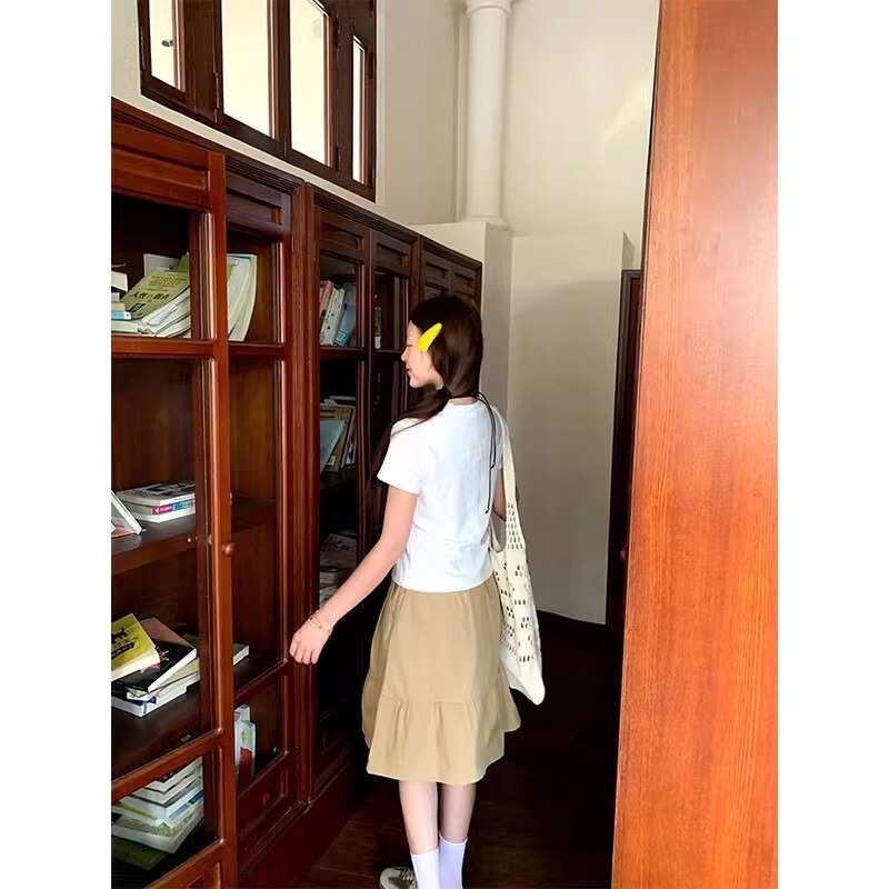 Miu Series Skirt Women's Summer 2025 Trendyy Casual New Small Skirt Khaki Mid-Skirt Women