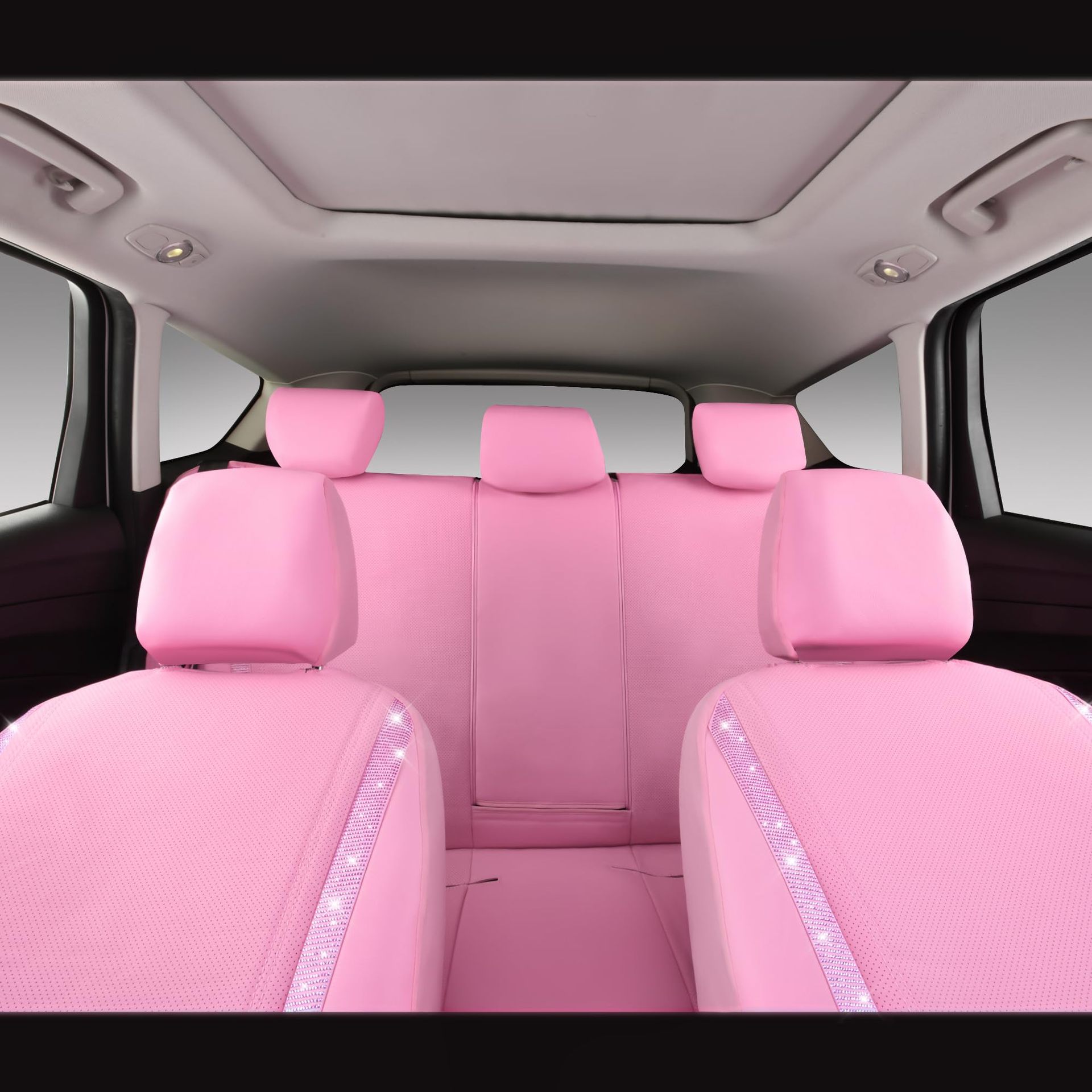 Diamond-Studded Car Seat Set, Rhinestone Car Seat Covers, Diamond Leather Car Seat Covers, Universal
