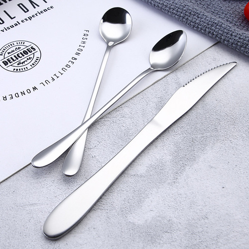 Stainless steel tableware set stainless steel spoon knife and fork household spoon spoon dessert spoon dessert fork steak knife and fork