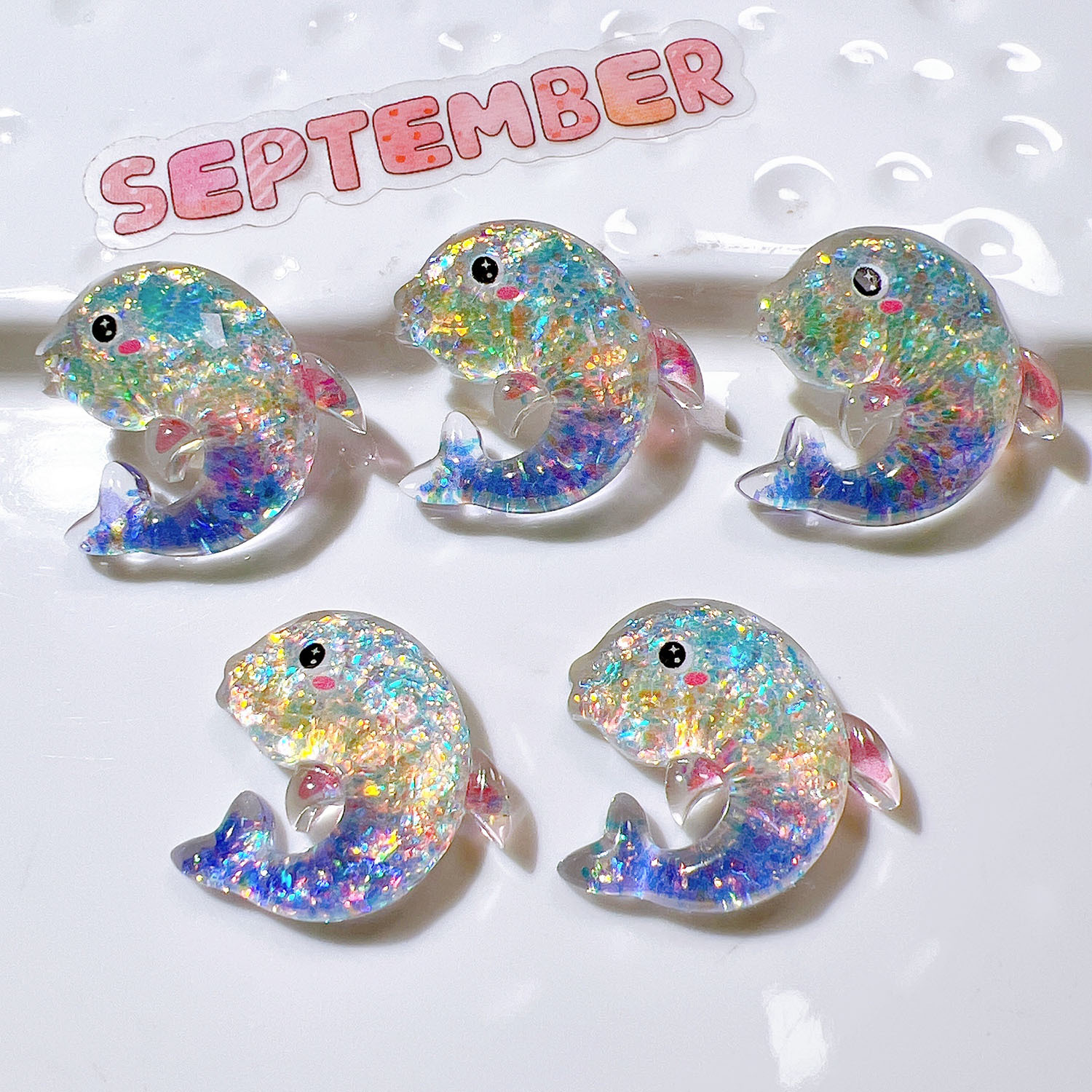 樹脂部品卸売り手作りアクセサリーdiy靴花子供頭飾り玩具セットabゴムグラデーション色イルカ