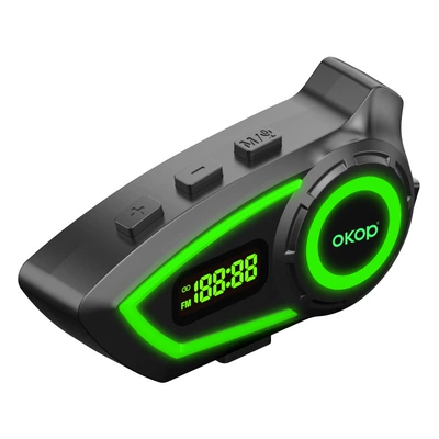 290 Wholesale Cross-Border Motorcycle Helmet Bluetooth Headset Intercom Music Waterproof Noise Reduction Digital Display Call Riding (Motorcycle Helmet Headset) - black-and-green