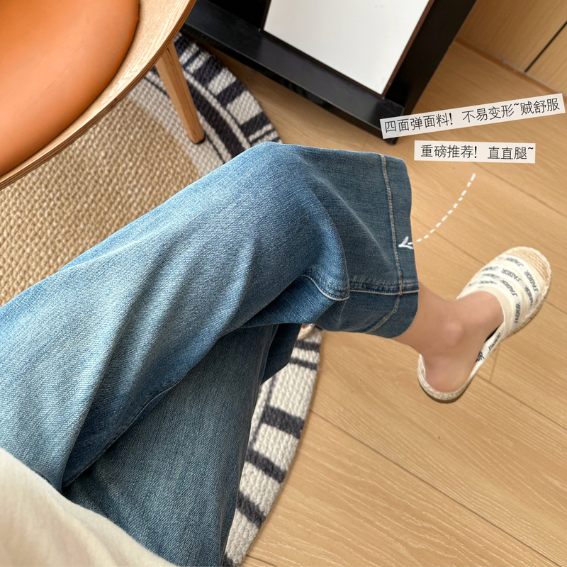 Little Heavenly Cuisine! 2025 Early Spring Loose Straight Pants Women's Straight Leg Cropped Narrow Jeans