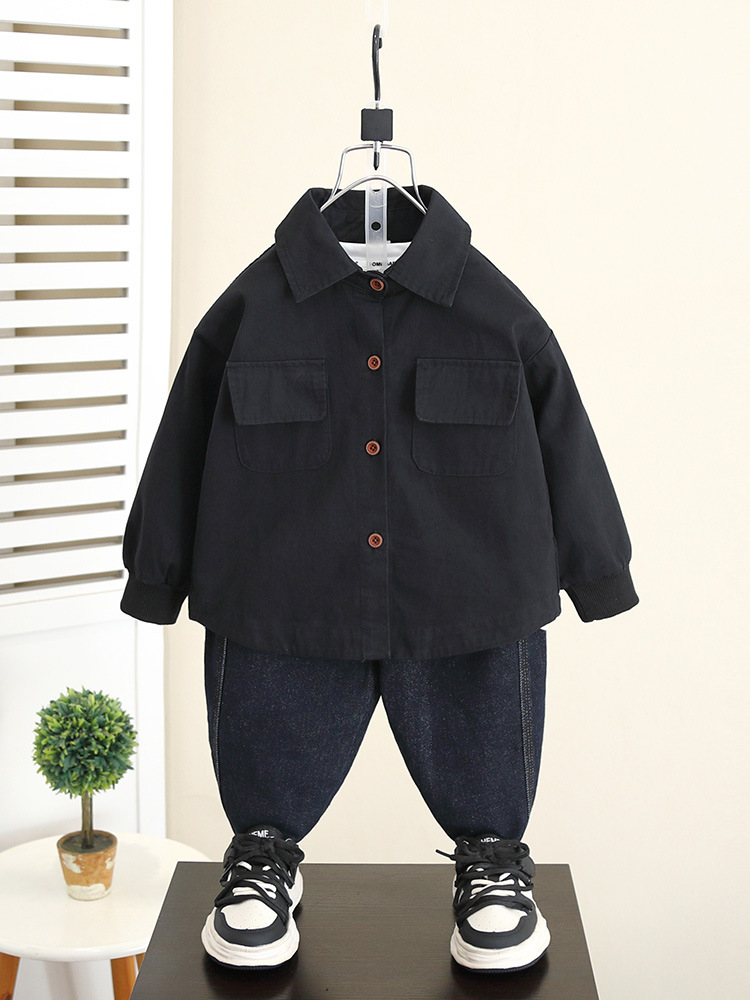 5825 ropa para niños chaqueta de camisa de primavera y otoño 2025 nuevo estilo niño otoño camisa coreana estilo occidental bebé principios de otoño