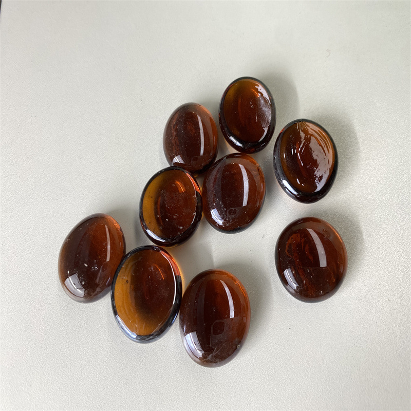 Cuentas planas de vidrio transparente esmerilado ámbar/café, 18-20mm, accesorios para chimenea y estufa de gas