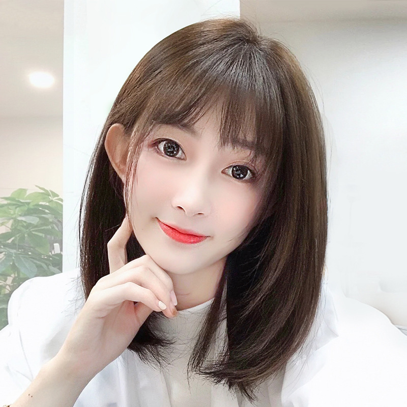 Shake the sound of the same wig women's middle and long hair clavicle short hair natural Net red repair simulation headgear factory outlet