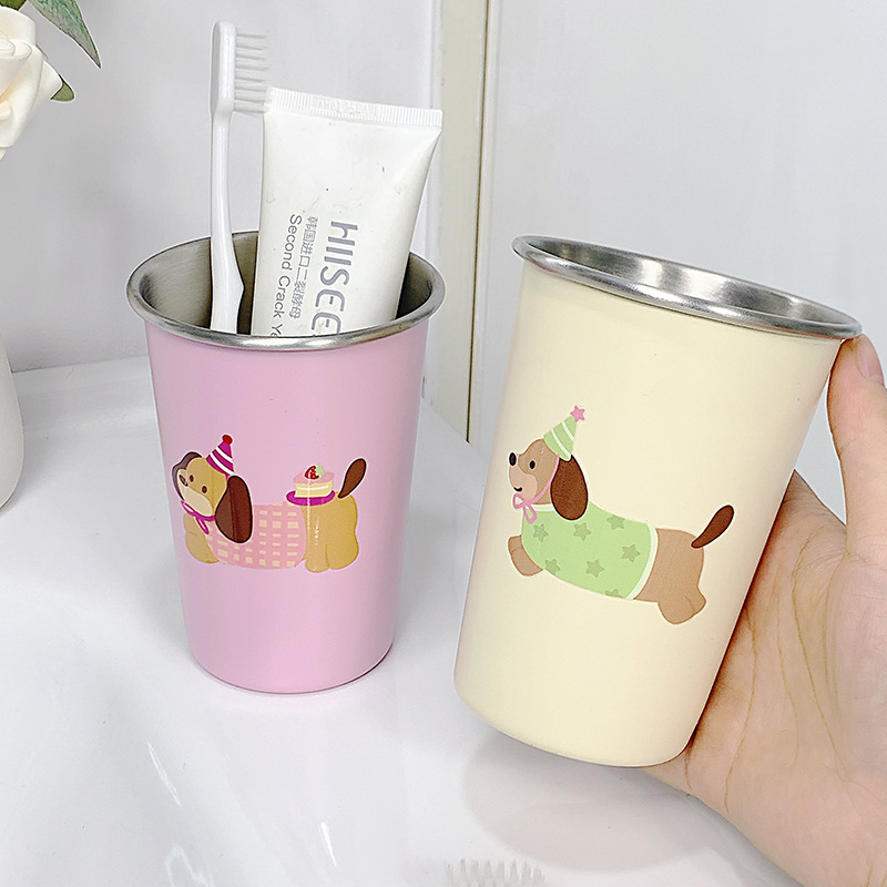 かわいい子犬304ステンレス嗽カップ家庭用歯ブラシカップ児童高颜値寮洗面カップカップル|undefined