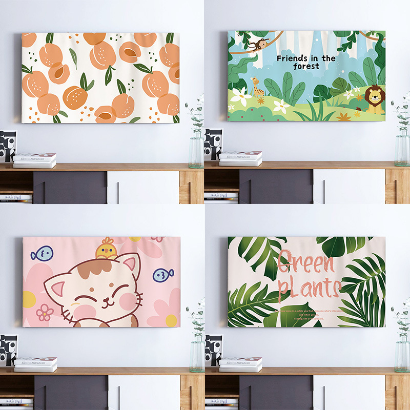 Kg Domestic Dropshipping Cartoon Simple Printed Fabric Cover Lcd Curved Tv Dustproof Tv Cover Kg Domestic Dropshipping Cartoon Simple Printed Fabric Cover Lcd Curved Tv Dustproof Tv Cover
