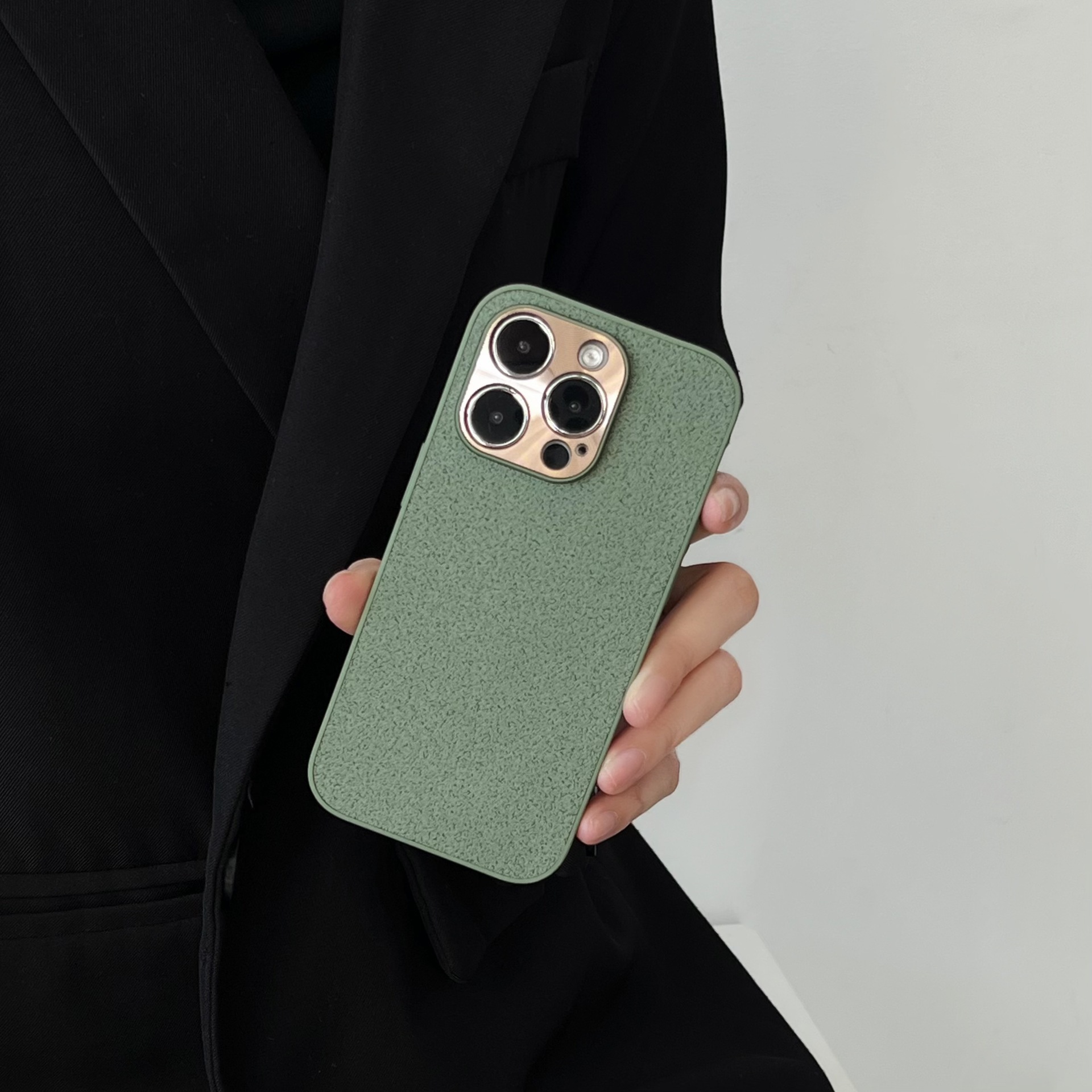 Otoño e invierno color sólido patrón de pozo de luna para Apple 16ProMax funda para teléfono móvil iphone14 simple 15 hombres y mujeres 13 todo incluido