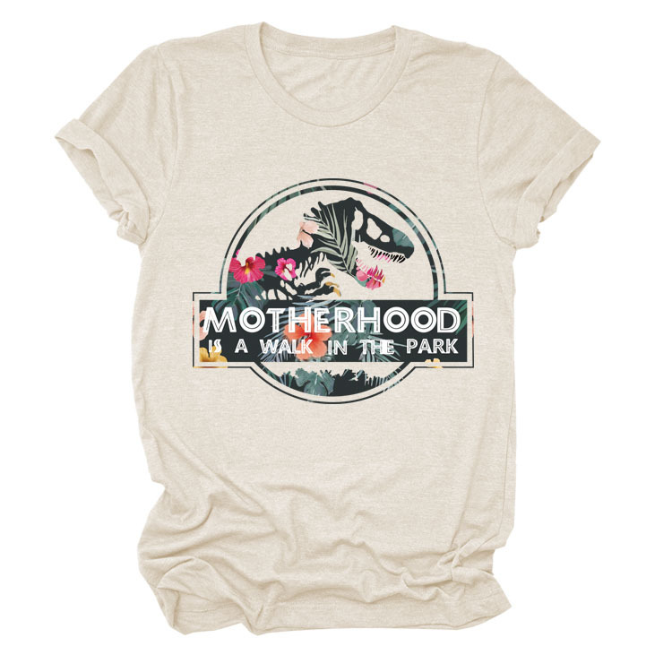 La maternidad es un paseo por el parque Amazon más tamaño cuello redondo Carta europea y americana camisa de manga corta