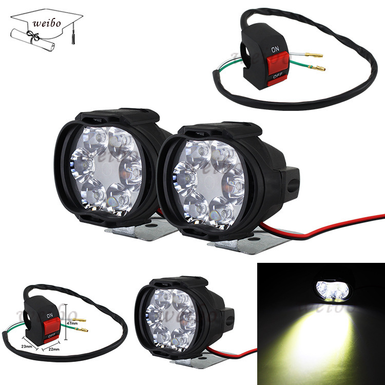 WB motorcycle electric car LED spotlight 12V 6 lights riding car external with switch car auxiliary headlight