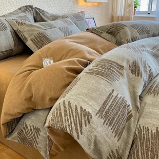 Thickened sanding four-piece cotton cotton 2025 autumn and winter quilt cover three-piece bedding wholesale