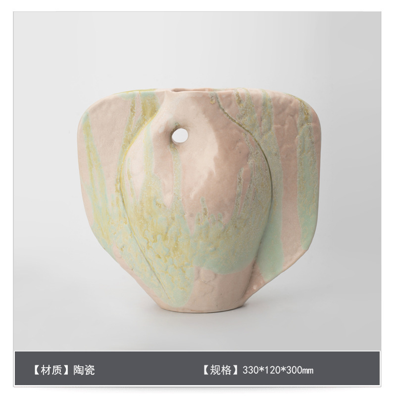 侘寂中古风星点陶瓷花瓶高级感桌面家居软装插花器复古装饰品摆件|undefined