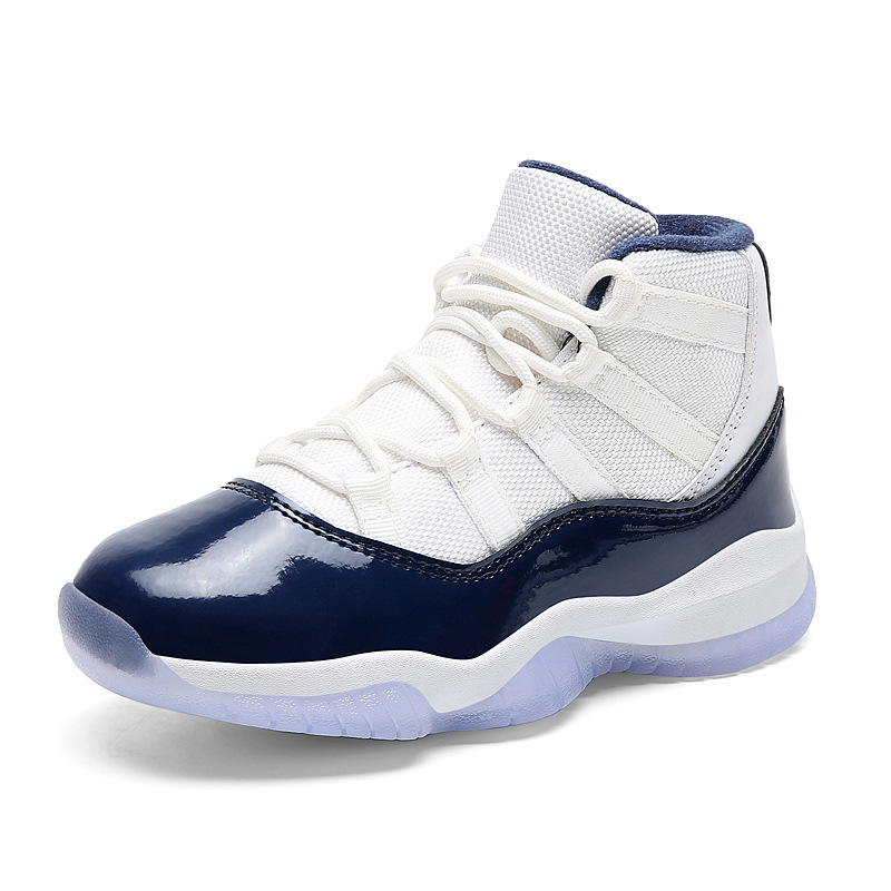 Four Seasons Nuevos zapatos de baloncesto para niños Malla infantil transpirable Zapatillas de deporte para estudiantes de media zapatilla para niños Comercio exterior transfronterizo